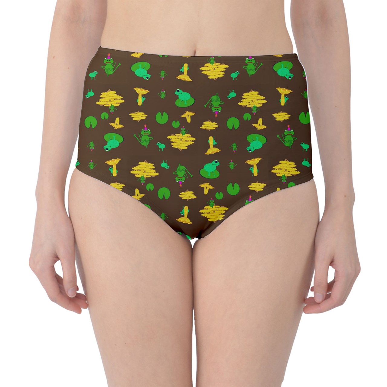 Mushroom Frog Brown Classic High-Waist Bikini Briefs