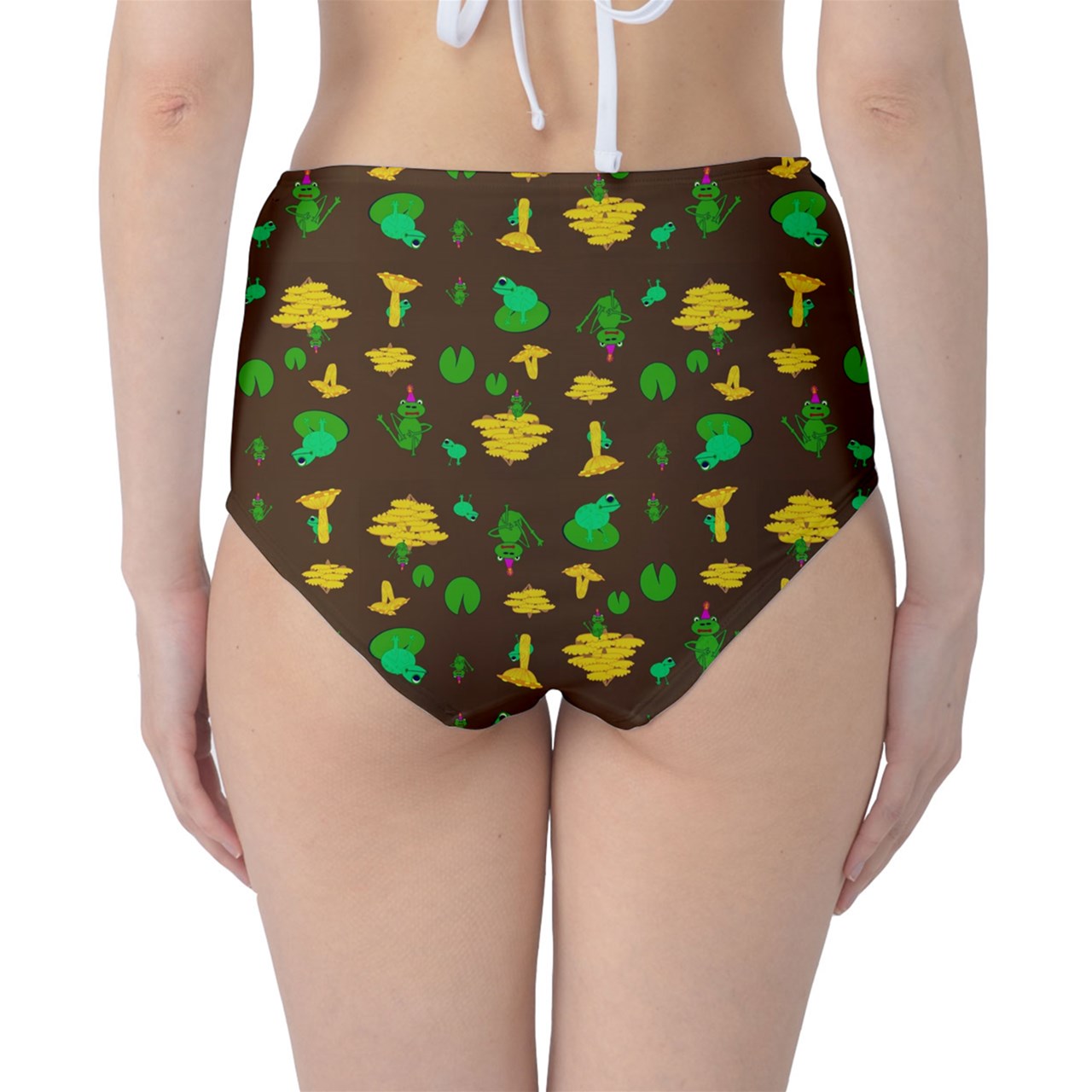 Mushroom Frog Brown Classic High-Waist Bikini Briefs