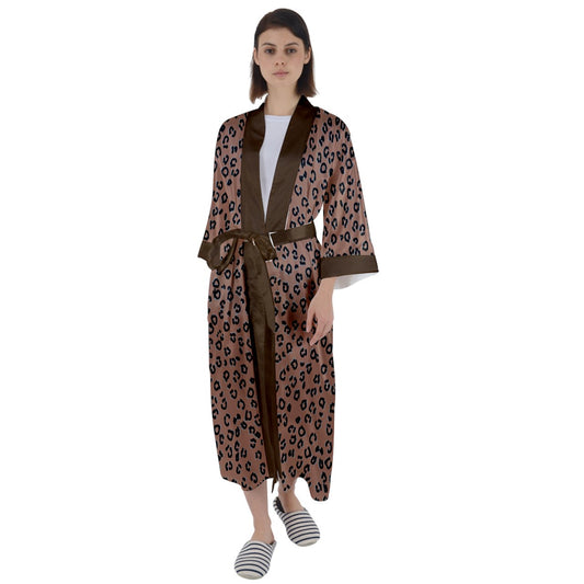 brown cheetah Satin Robe
