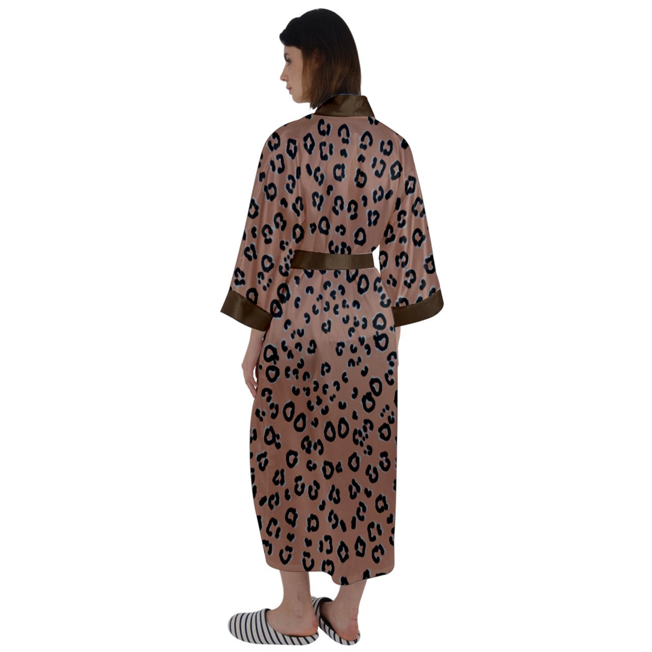 brown cheetah Satin Robe