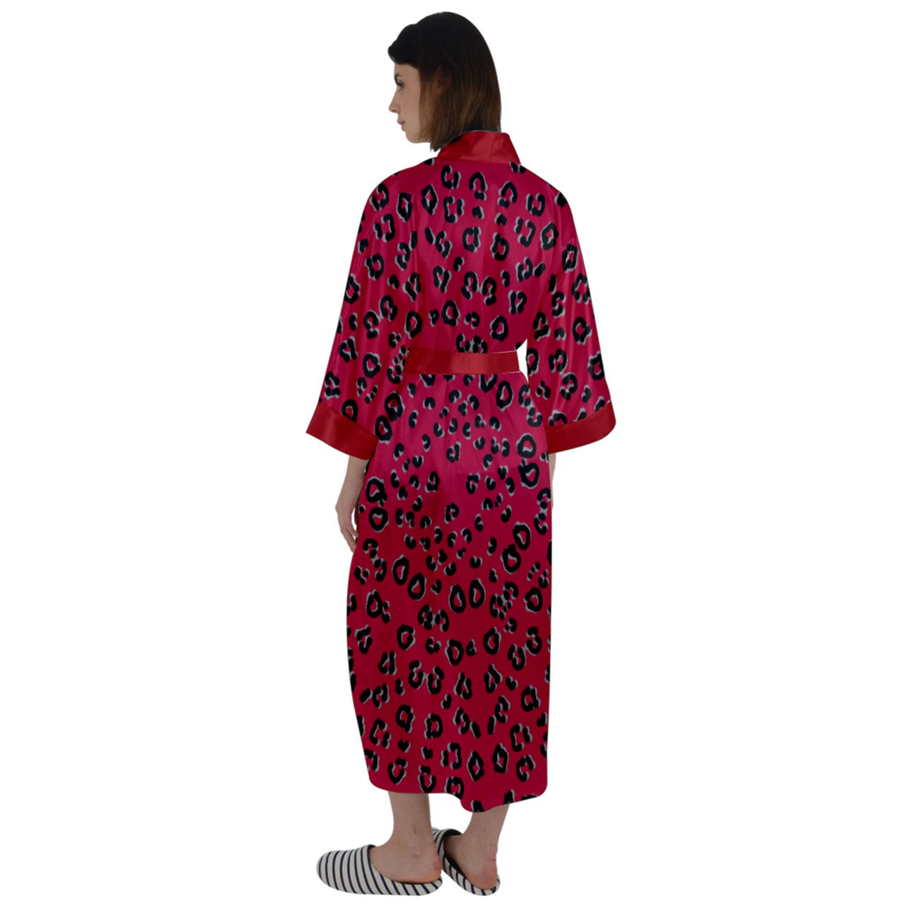 Red Cheetah Satin Robe