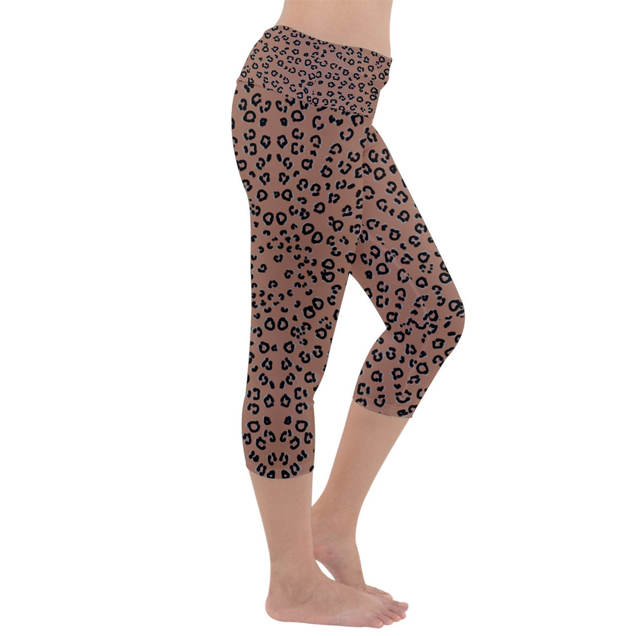 brown cheetah Capri Yoga Leggings