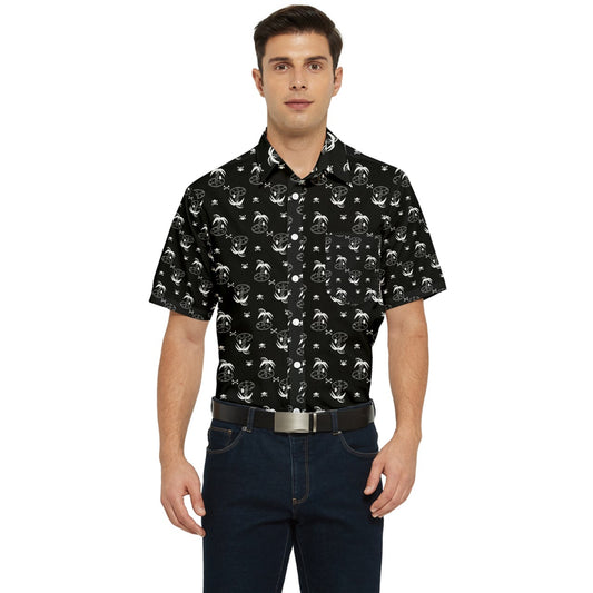 palm and skull Short Sleeve Pocket Shirt
