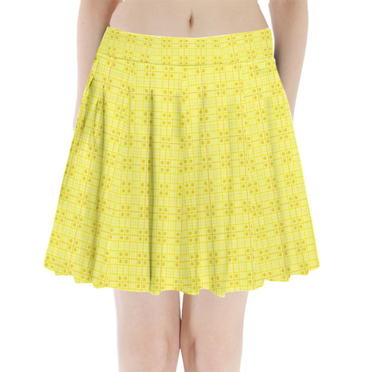 Yellow y2k plaid Pleated Mini Skirt