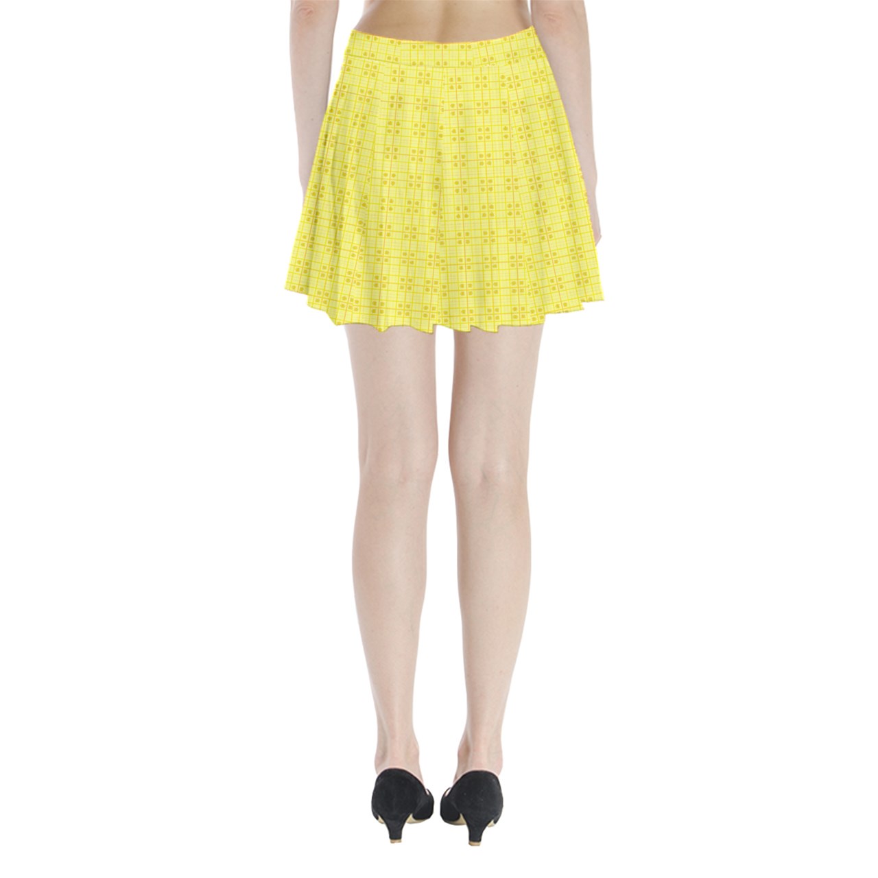 Yellow y2k plaid Pleated Mini Skirt