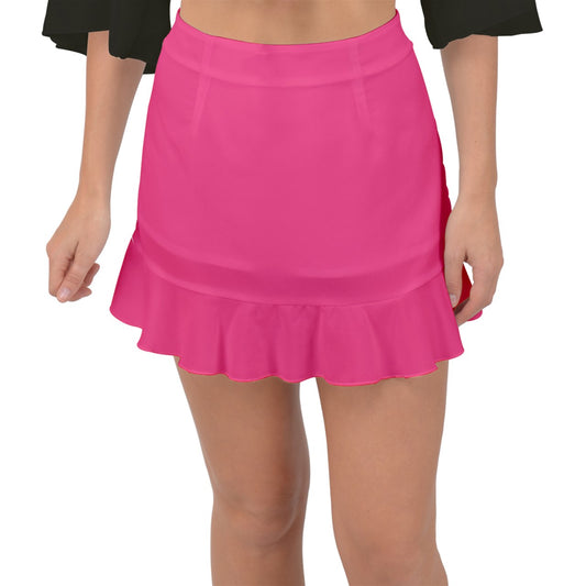 Hot Pink Fishtail Mini Chiffon Skirt