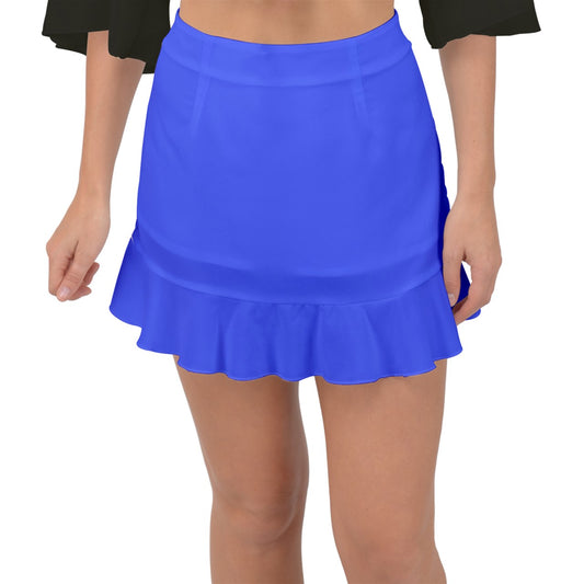 Hot Blue Fishtail Mini Chiffon Skirt