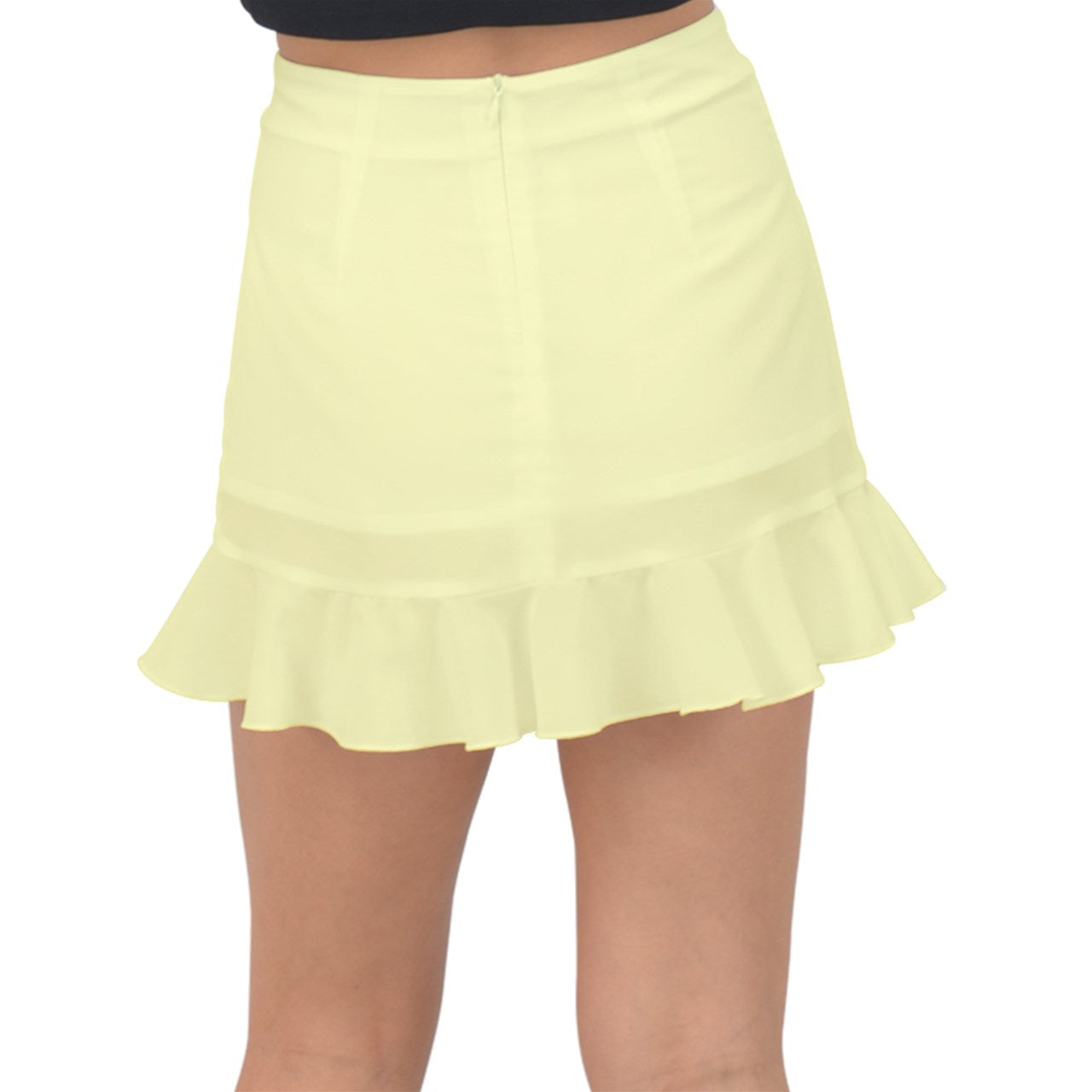 Icee Yellow Fishtail Mini Chiffon Skirt