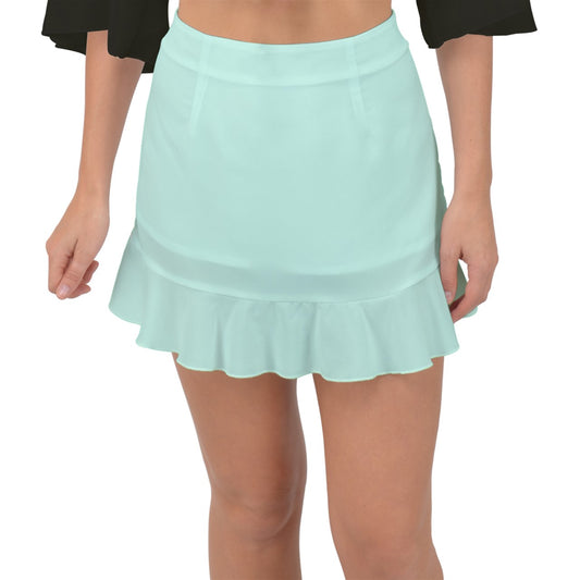 Icee Green Fishtail Mini Chiffon Skirt