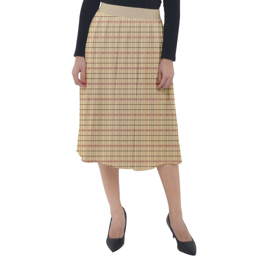 Beige Academia Classic Velour Midi Skirt