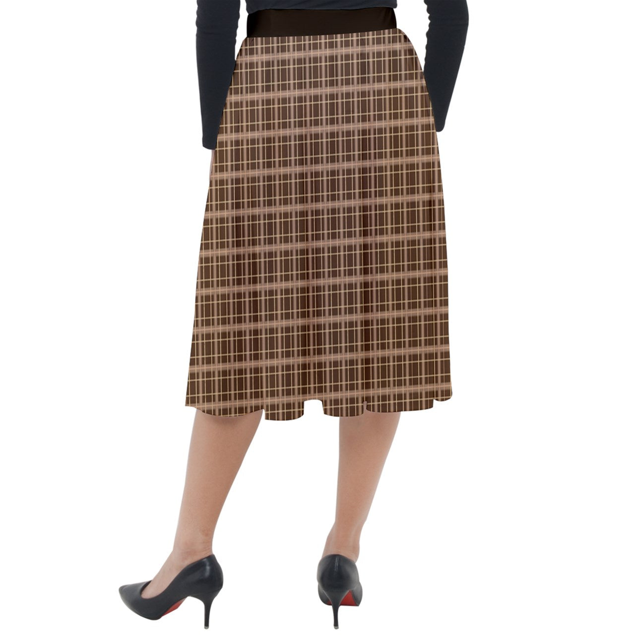 Brown Academia Classic Velour Midi Skirt