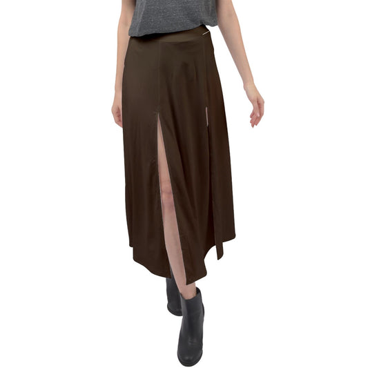 Chestnut Velour Split Maxi Skirt