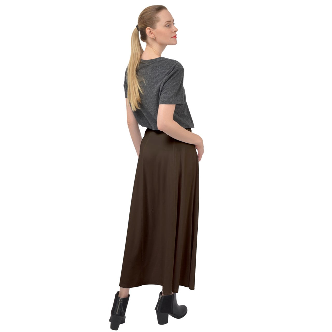 Chestnut Velour Split Maxi Skirt