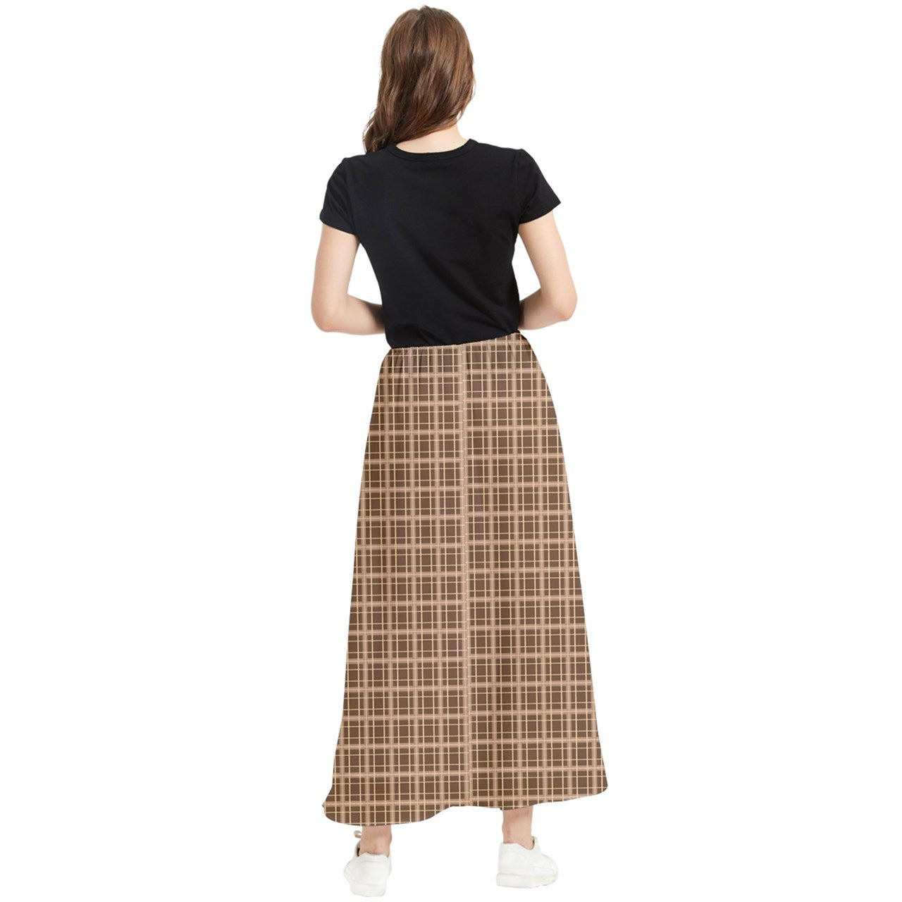 Brown Academia Maxi Chiffon Skirt