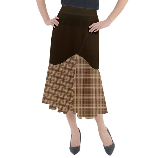 Brown Academia Midi Mermaid Skirt
