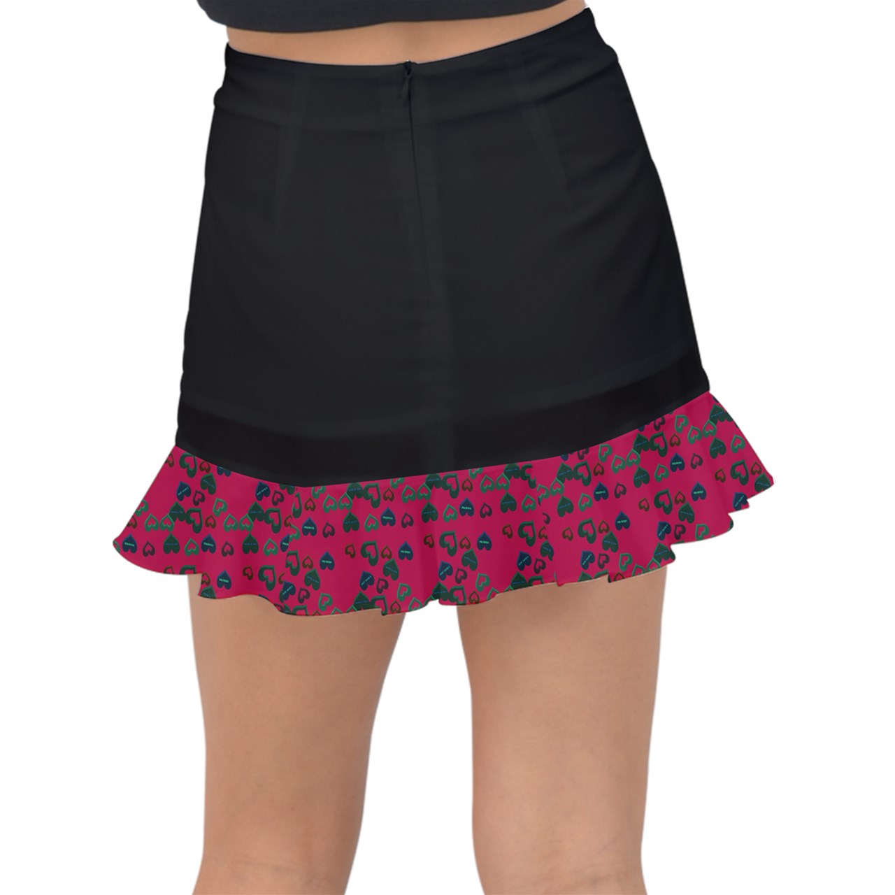 Candy Hearts Dark Fishtail Mini Chiffon Skirt