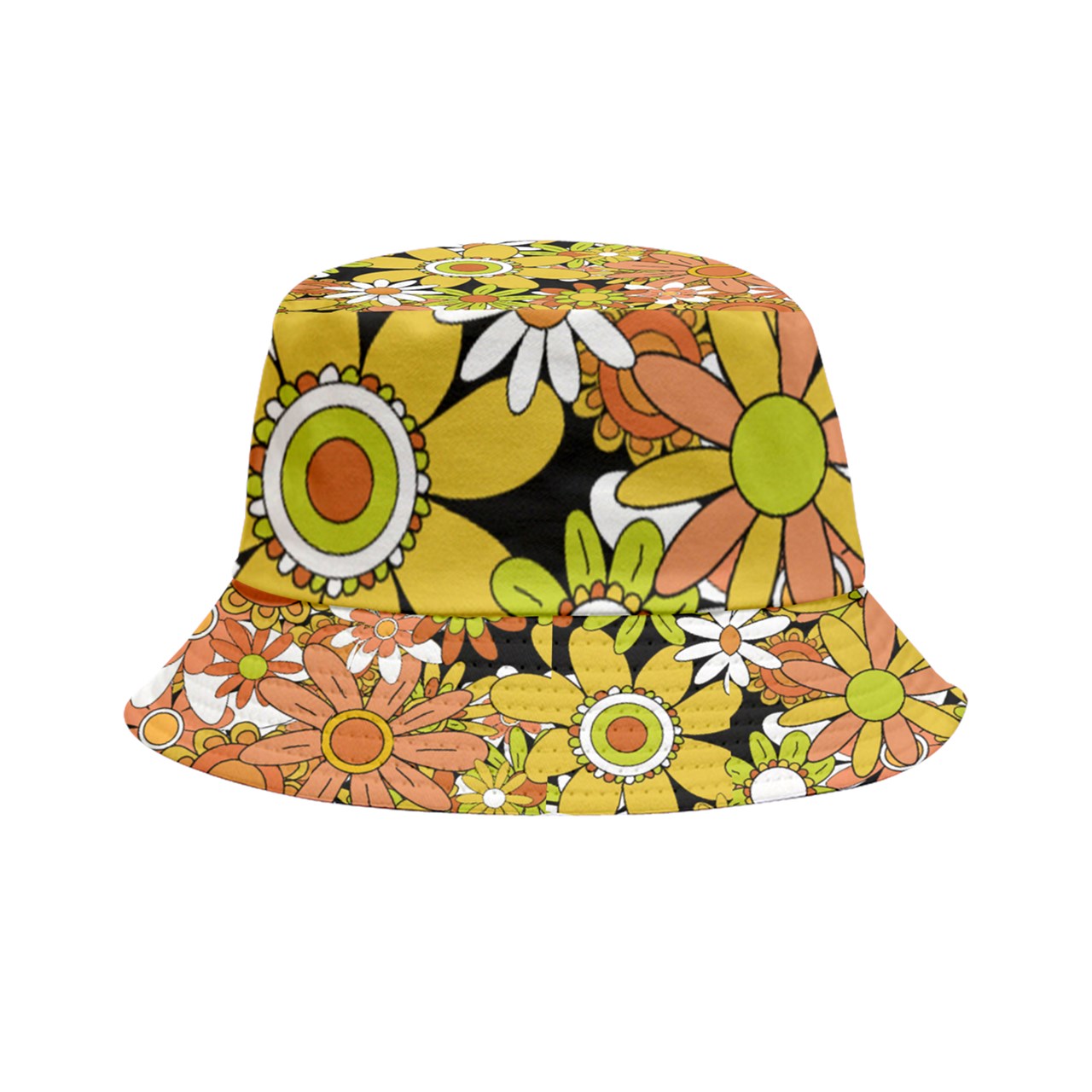 Classic Boho Flowers Inside Out Bucket Hat