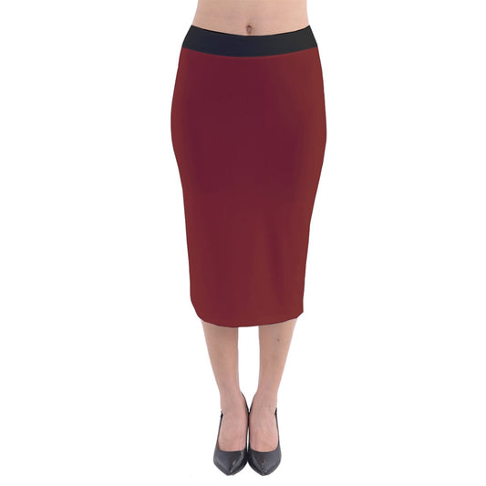Redrum Velvet Midi Pencil Skirt