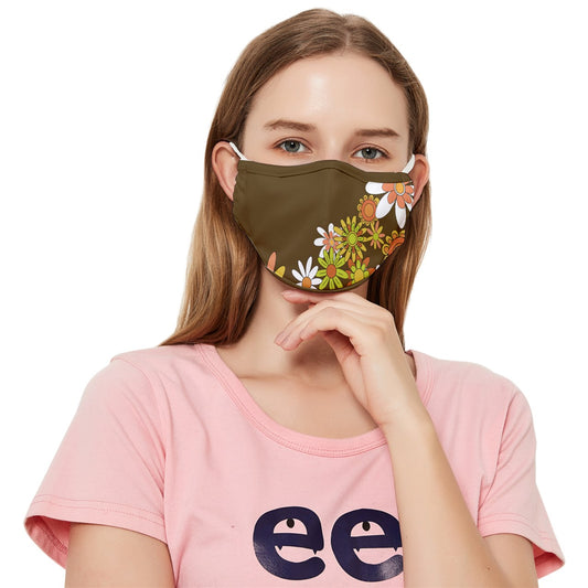 Classic Boho Flowers Shagweed Fitted Cloth Face Mask (Adult)
