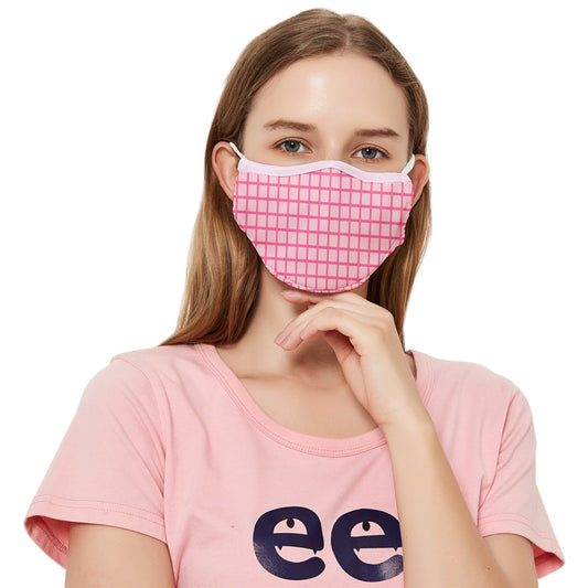 Pink Y2k Gingham Fitted Cloth Face Mask (Adult)