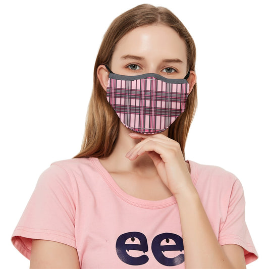 Alt Pink y2k plaid Fitted Cloth Face Mask (Adult)