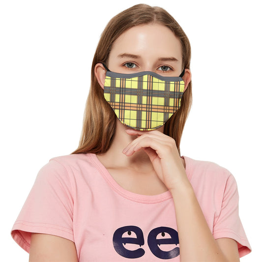 Alt Yellow y2k plaid Fitted Cloth Face Mask (Adult)