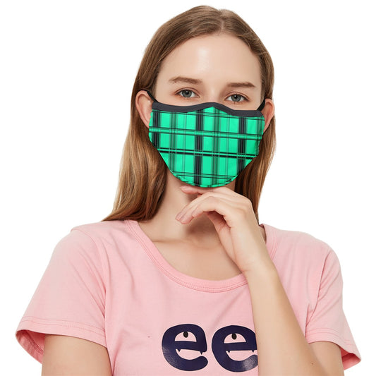 Alt Green y2k plaid Fitted Cloth Face Mask (Adult)