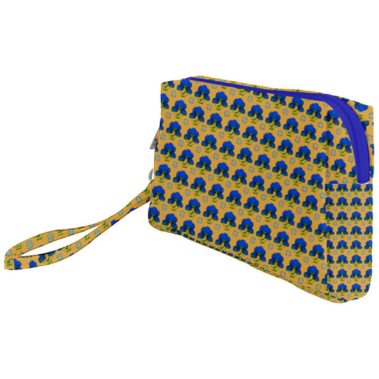 Blue Hydrangea Wristlet Pouch Bag (Small)