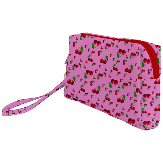 Pink Wayward Cherry  Wristlet Pouch Bag (Small)