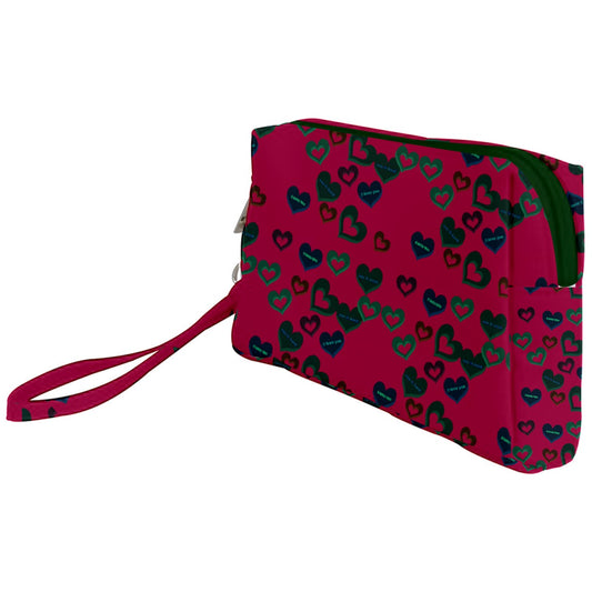 Candy Hearts Dark Wristlet Pouch Bag (Small)