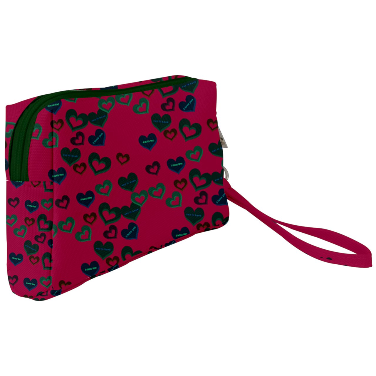 Candy Hearts Dark Wristlet Pouch Bag (Small)