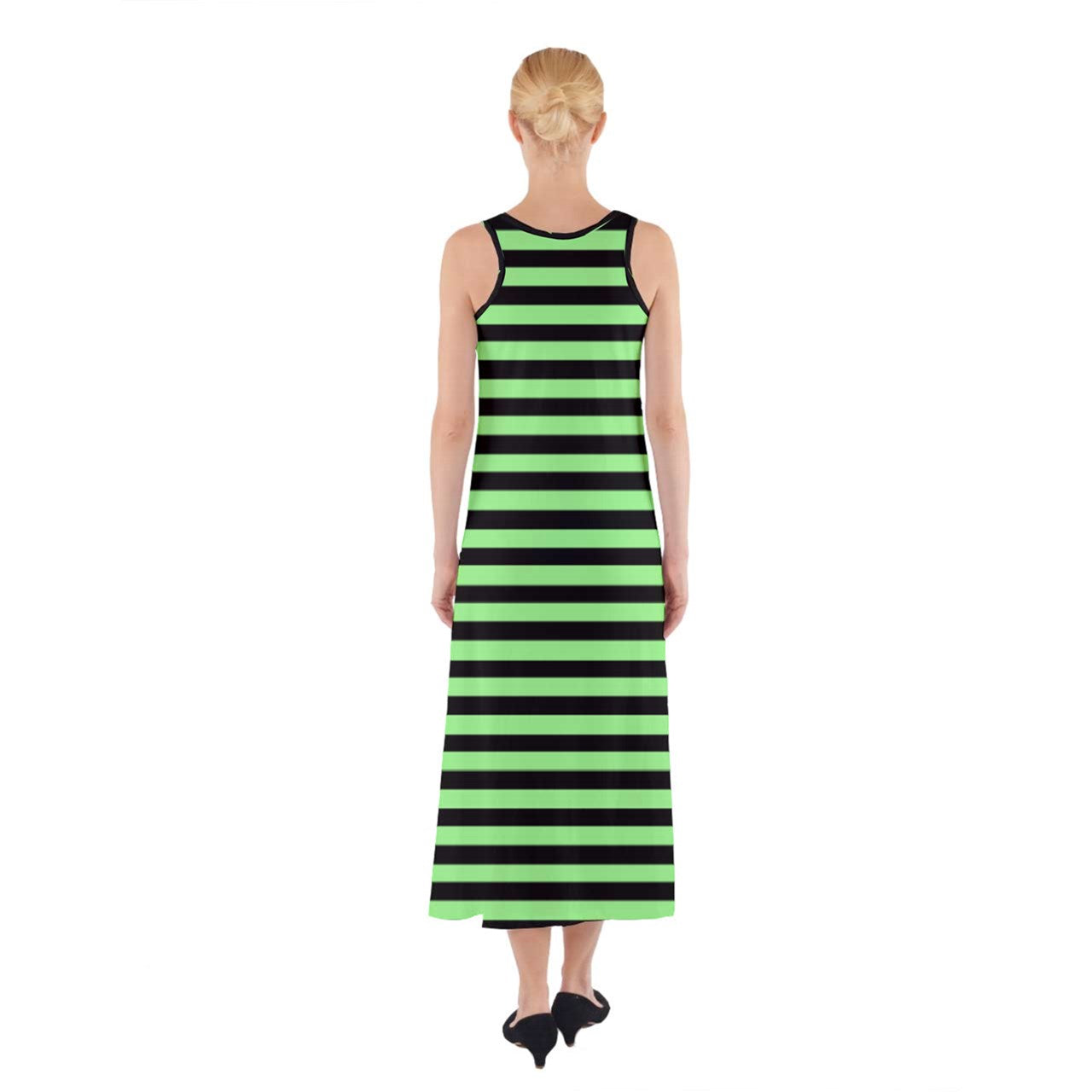 neon green stripe Sleeveless Maxi Underdress