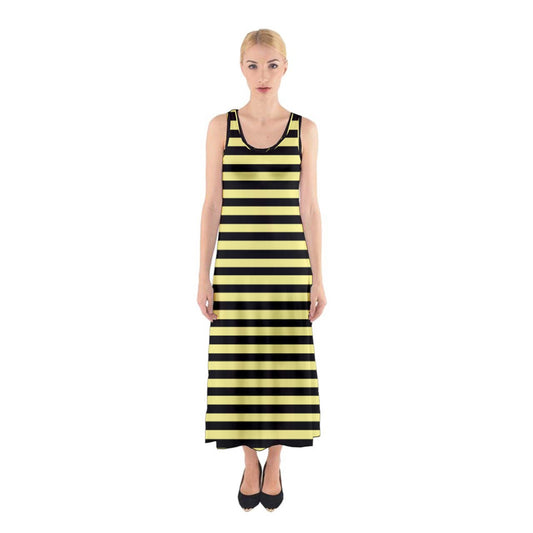 Bumblebee yellow stripes  Sleeveless Maxi Underdress