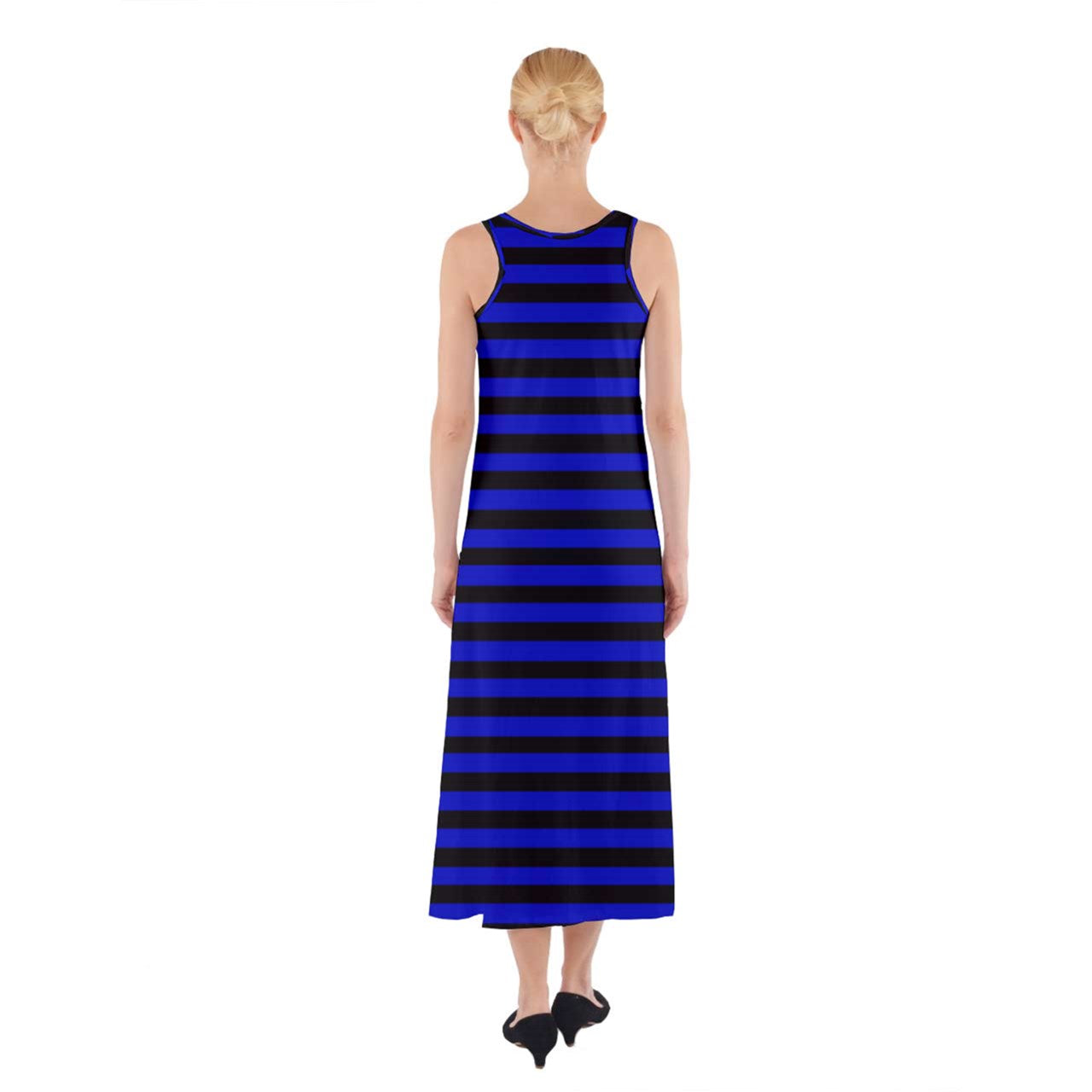 non-binary blue stripes Sleeveless Maxi Underdress