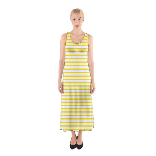 yellow beach stripe Sleeveless Maxi Underdress