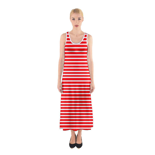 red beach stripe Sleeveless Maxi Underdress
