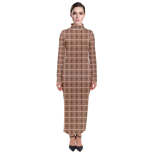 Brown Academia Turtleneck Maxi Dress