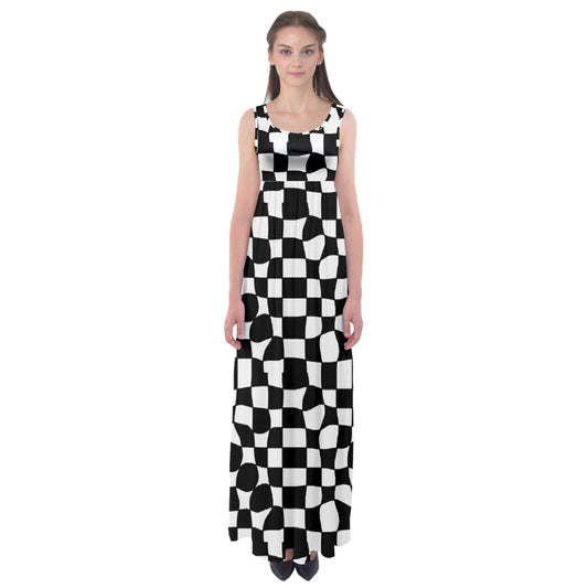 wonky checkers  Empire Waist Maxi Underdress