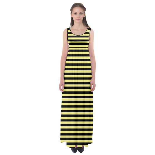 Bumblebee yellow stripes Empire Waist Maxi Underdress