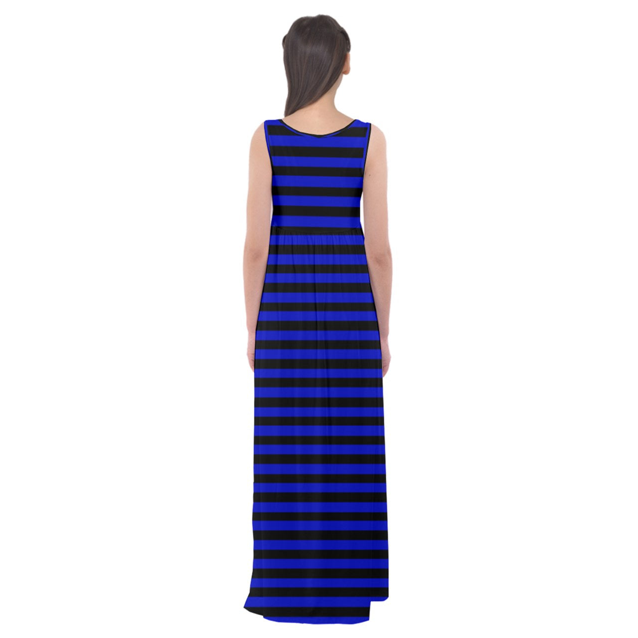non-binary blue stripes Empire Waist Maxi Underdress