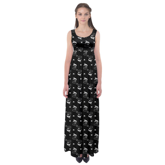 palm and skull Empire Waist Maxi Underdress
