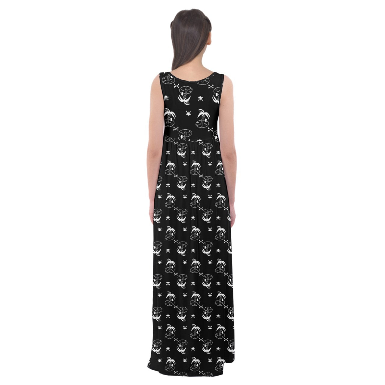 palm and skull Empire Waist Maxi Underdress
