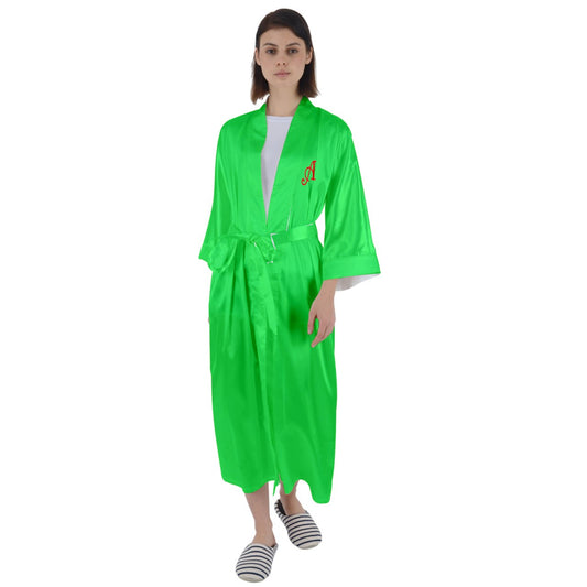 Hot Green Maxi Satin Robe