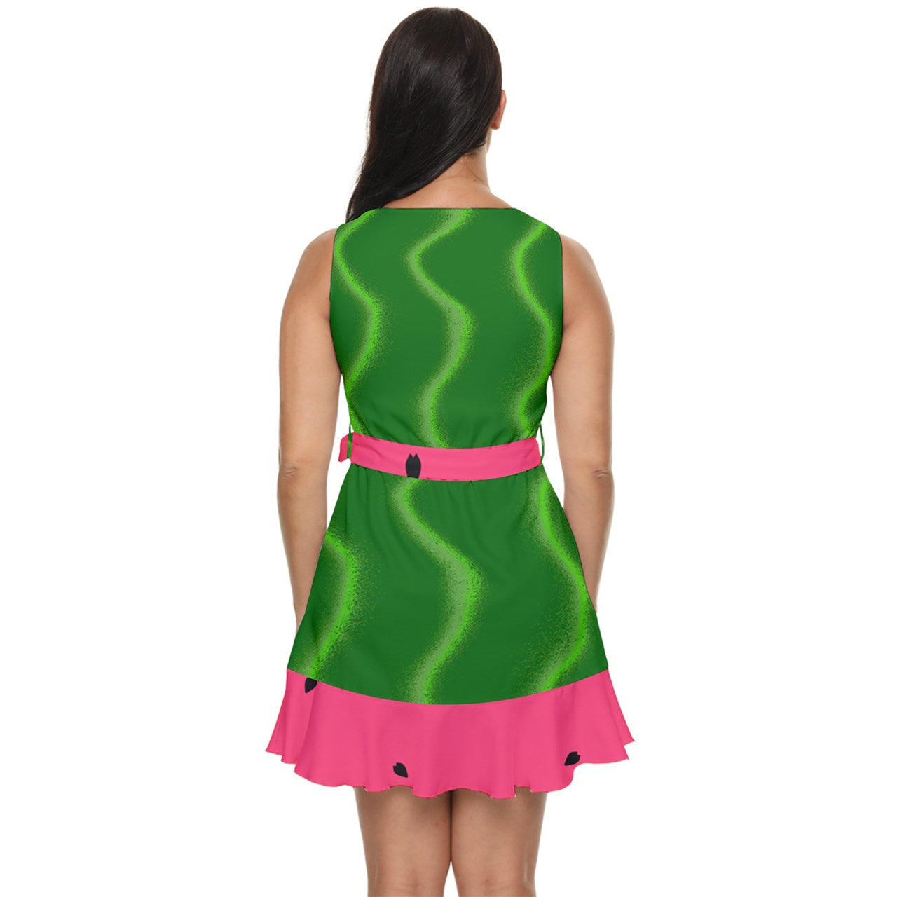 Fruit Snacks Watermelon Waist Tie Tier Mini Chiffon Dress