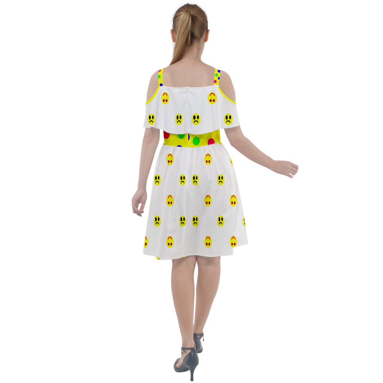 Twisted Smiley lite Cut Out Shoulders Chiffon Dress