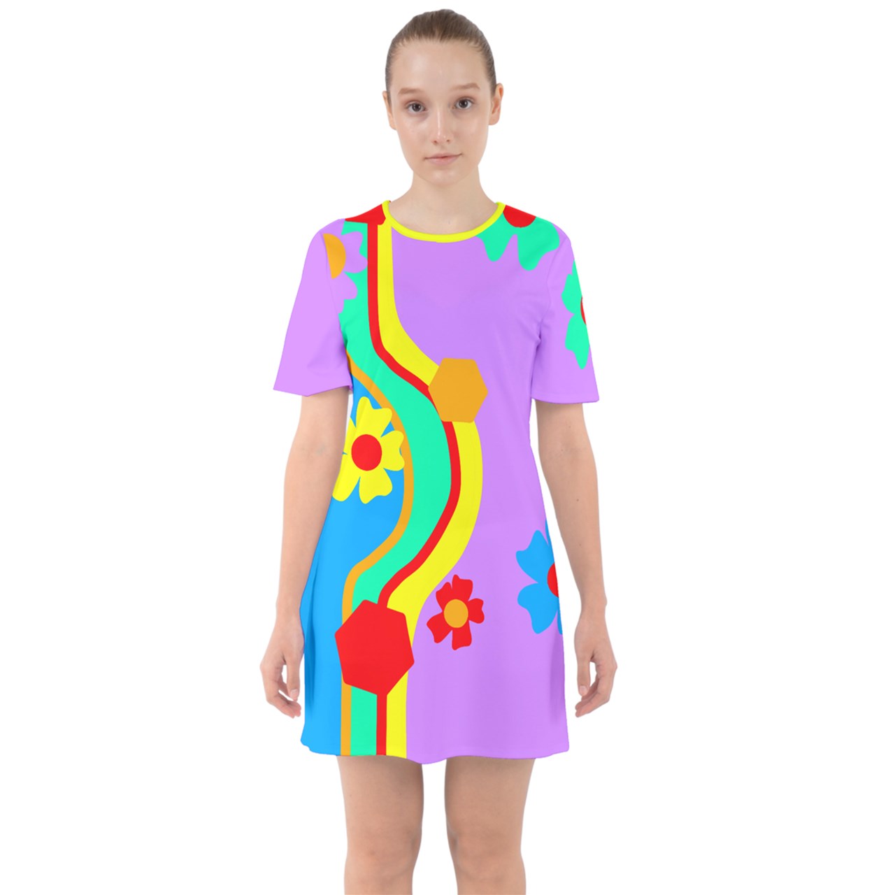 Rainbow Road Short Sleeve Mini Dress