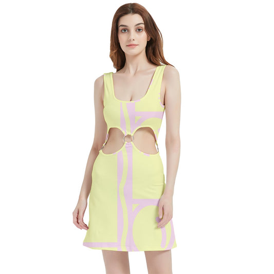 Pink Banana Mod Bubble Velvet Cutout Dress