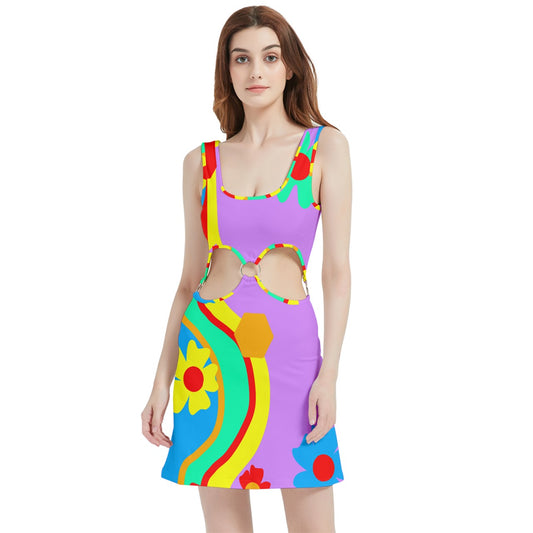 Rainbow Road Velvet Cutout Dress