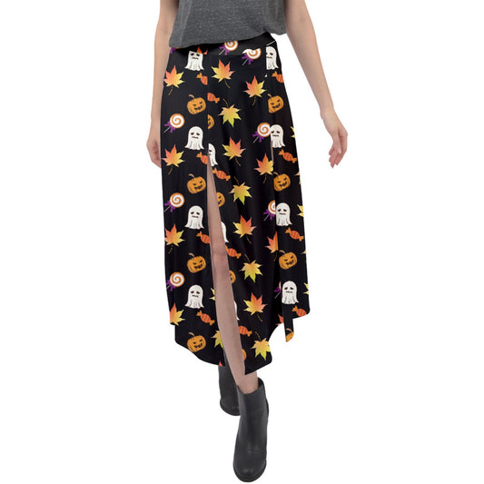 Jack-O Sweet Leaf Velour Split Maxi Skirt