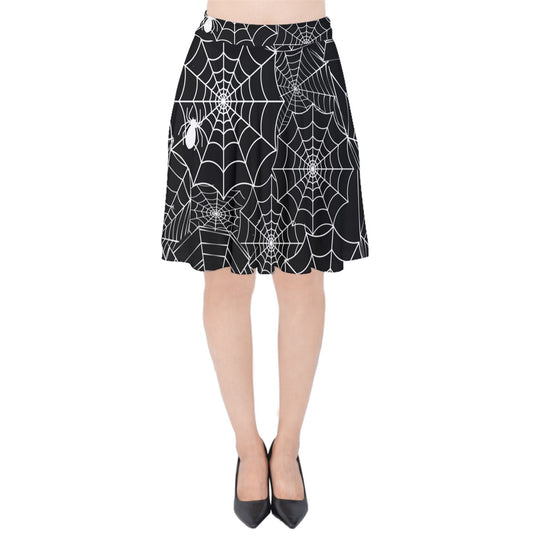Black Web Velvet High Waist Skirt